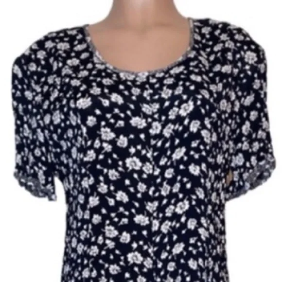 Jg Hook Black White Floral Short Sleeve Maxi Dress - Picture 6 of 11